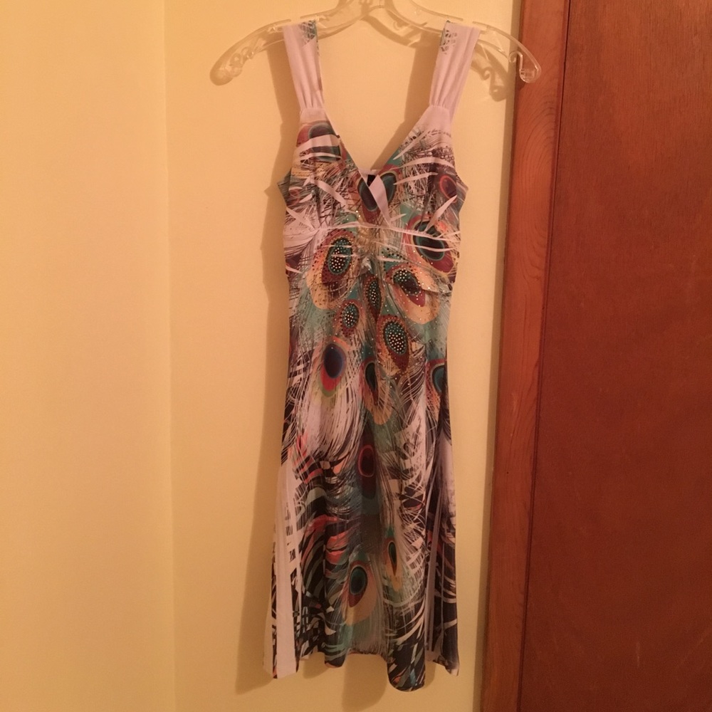 Vintage Polyester Peacock Dress
